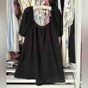 For Love and Lemons Black Eyelet Mini Dress Daisy Floral Large